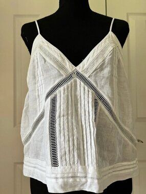 Zara White Linen-Blend Cami Tank | Sz M